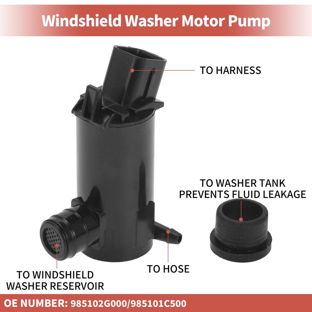 ACROPIX Windshield Washer Pump W/Grommets Windshield Washer Fluid Pump for Hyundai Compatible with Kia