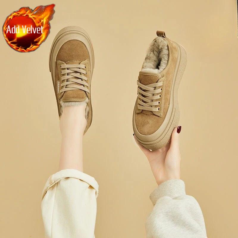 Women's Snow Boots Lace-up With Laces Half High Mid Calf Round Toe Ladies Shoes Boot Large Size Warm Protective Fashion 2024 Pu