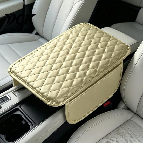 Ergonomic Elbow Rest for Driving Car Center Console Cover, Faux Leather Armrest Cover Car, Universal Box Pad Middle Cushion with Side Storage Pockets