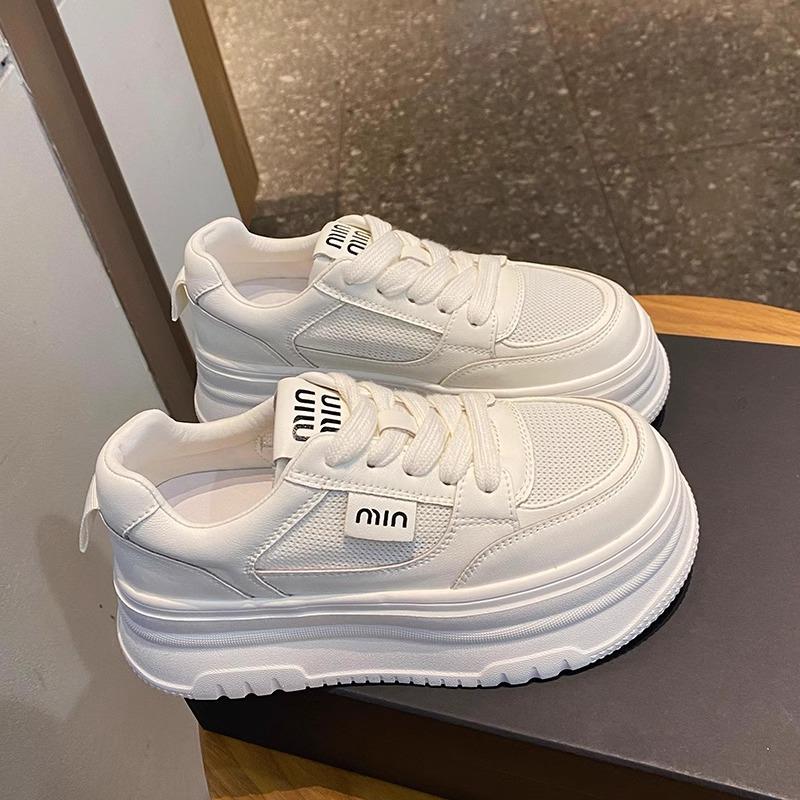 Leather Mesh Breathable Little White Shoes Children's Summer New Thick-soled Heightening Board Shoes Lightweight Casual Sports Shoes