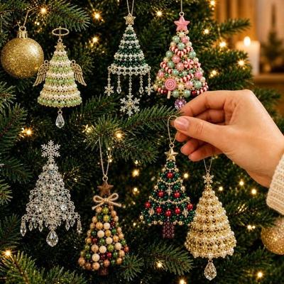 Durable Diy Christmas Tree Ornament Kit Beaded Hanging Beading Craft Set Christmas Craft Kit Christmas Tree Decoration