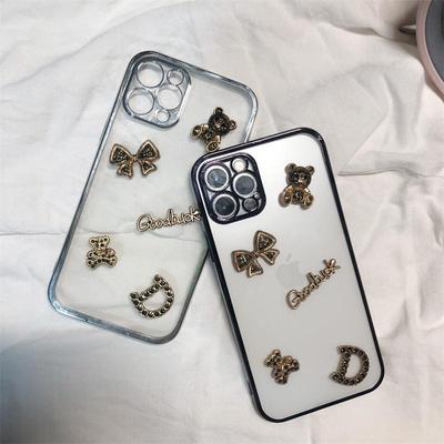 Transparent Electroplated Case for Huawei Nova 12 Pro, P70, and Mate50. Features Anti-fall Design with Diamond Bow and Small Fragrance Style.