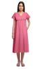 Moomaya Solid Short Sleeve Nightdress For Ladies Button Placket Nightwear