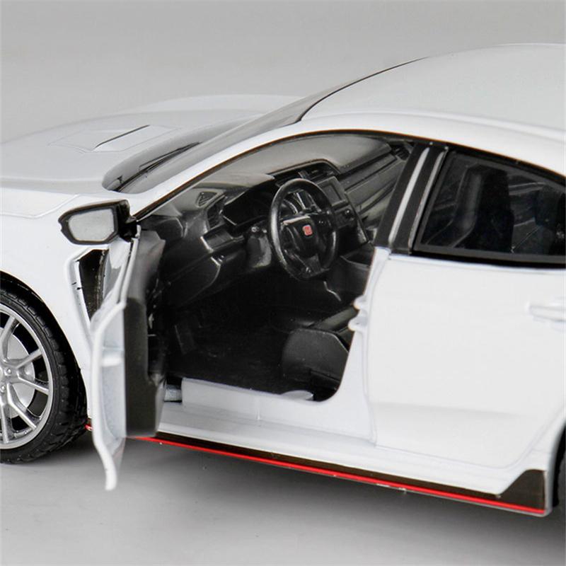 1/24 HONDA CIVIC TYPE R Alloy Sports Car Model Diecast & Toy Vehicle Metal Racing Car Model Sound and Light Collection Kids Gift