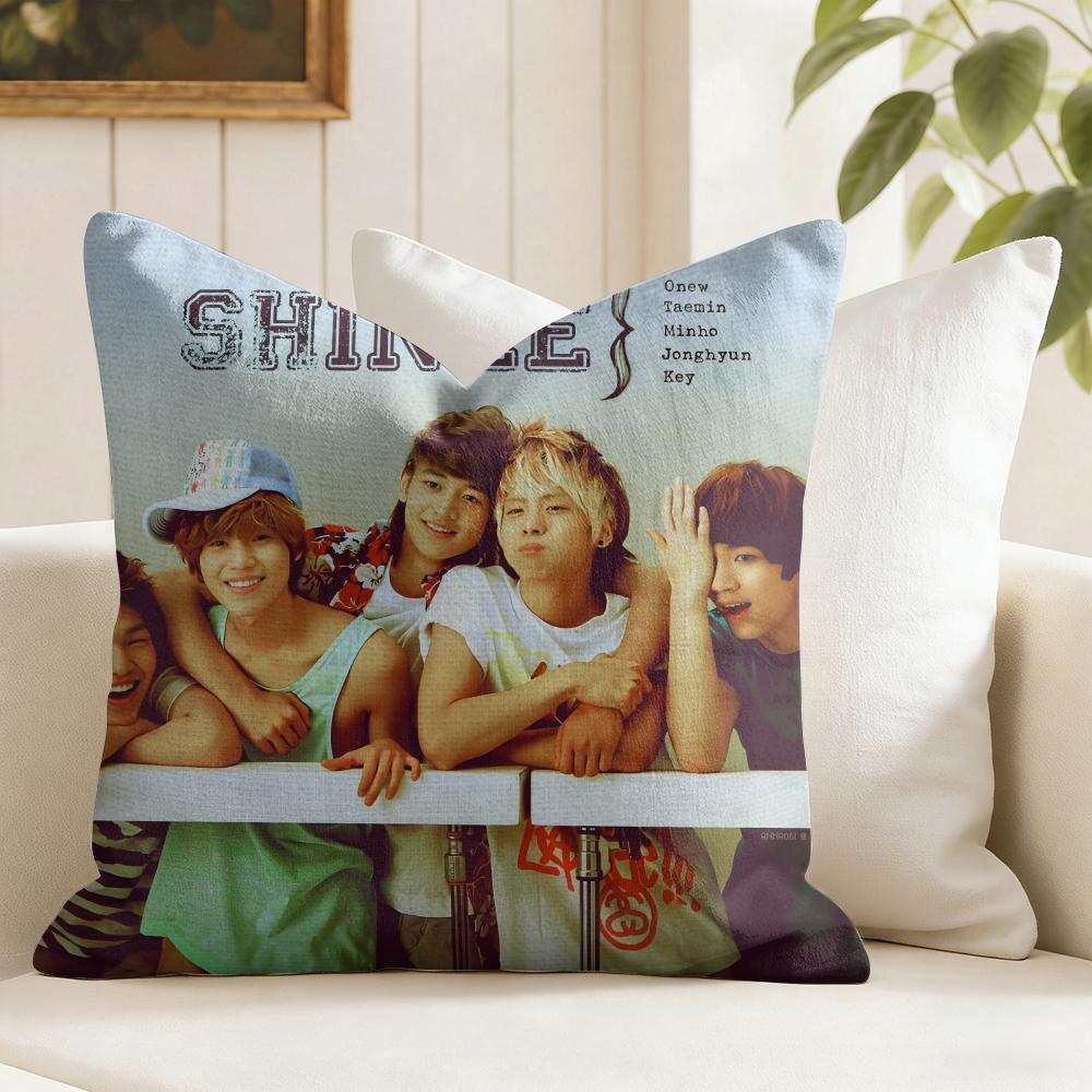 Kpop Band SShinee Cushion Cover Eco Linen Pillow Case DoubleSided Print Breathable Durable Zipper Home Decor Gift