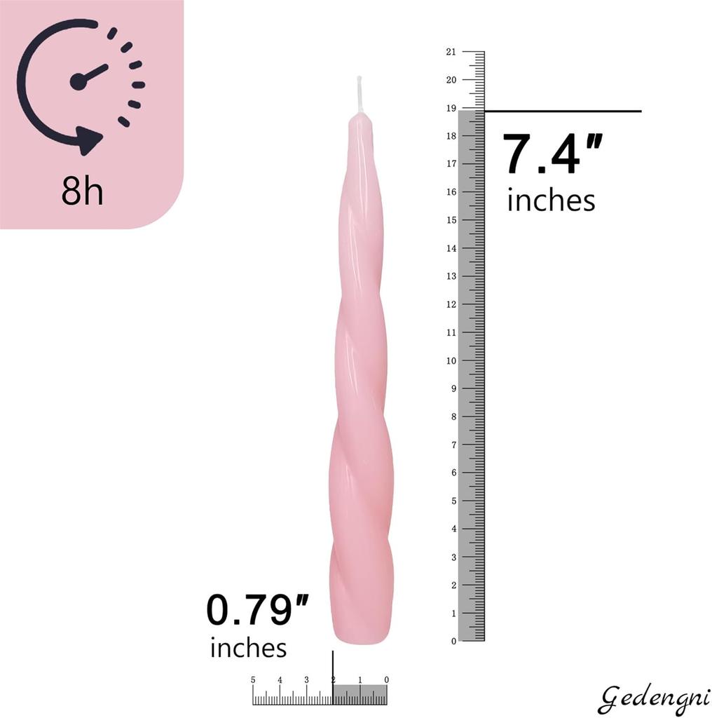 Spiral Taper Candle Short Candlesticks,4pcs Pink Tapered Candles Blend Twist Candles for Home Décor Weddings Festive Gifts