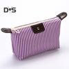 Striped Cosmetic Bag Waterproof Foldable Large Capacity Zipper Closure Dumpling Shape Portable Makeup Organizer for Travel Home Storage