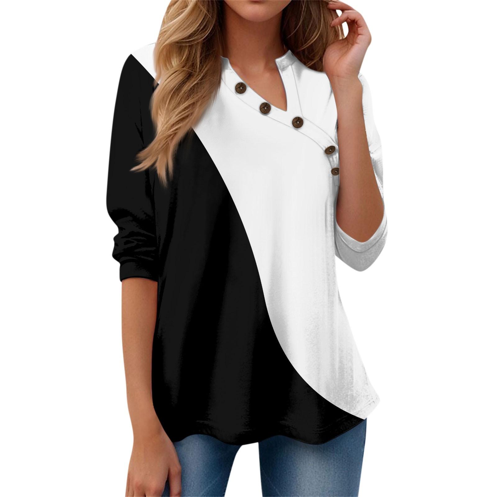 Женская футболка с принтом и пуговицами — фото 3