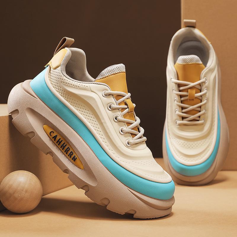 Thick Bottom Casual Sneakers Men's Shoes Fashion Athletic Jogging Shoes Versatile Board Shoes Breathable Anti Slip Walking Shoes