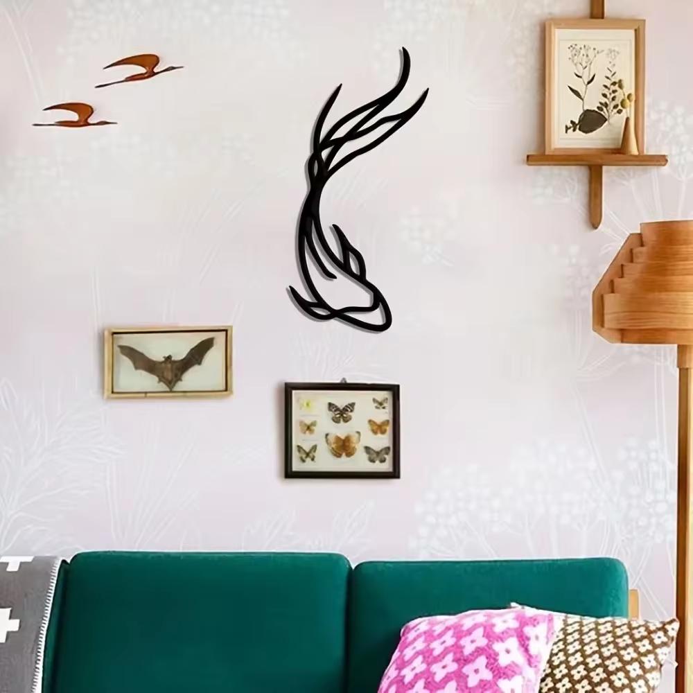 Escultura de Metal Peixe Feng Elegante 1 peça Obra-prima Minimalista de Arte de Linha Linda Decoração de Parede de Metal e Arte de Peixe Betta Abstrato