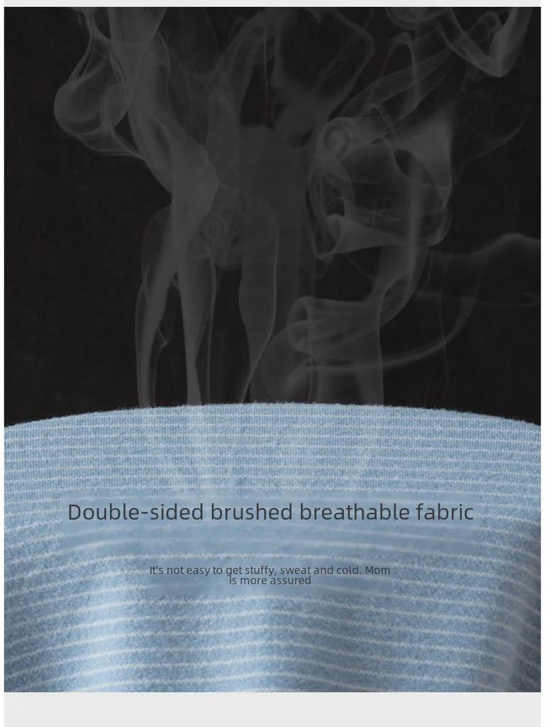 Barns Dubbelsidigt Plysch Termiskt Pyjamas Set - Höst Randig Överdel & Underdel för Pojkar och Flickor