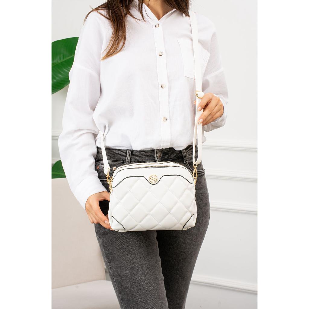 Verstellbare Schulter- und Umhängetasche für Damen mit Kreuzriemen und 4 Fächern