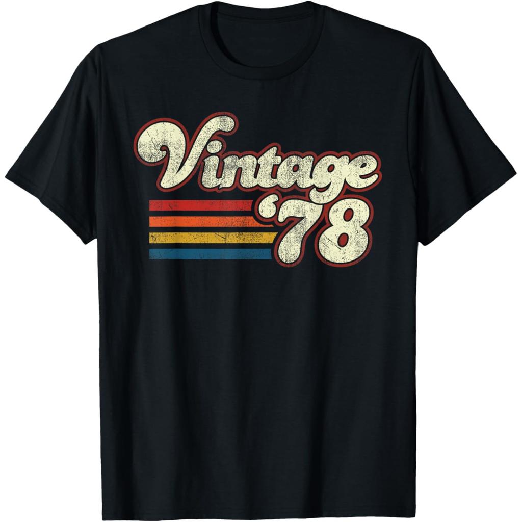 Funny Vintage 1978 Birthday T Shirts Men Women Pure Cotton Humor Streetwear Tee Shirt Short Sleeve Unisex Loose Clothing