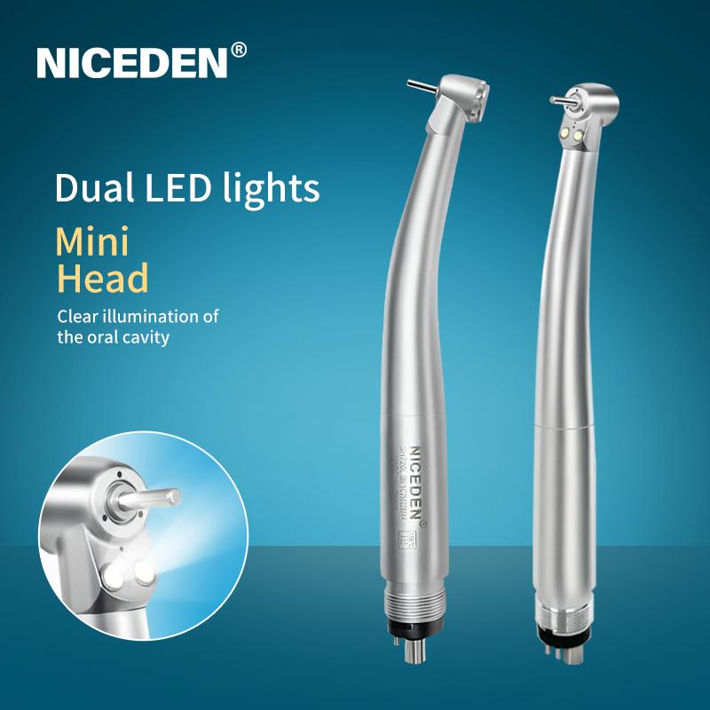 Niceden Kinder Mini Kopf 2 LED Dental High Speed Handstück Luftturbine 2/4 Loch
