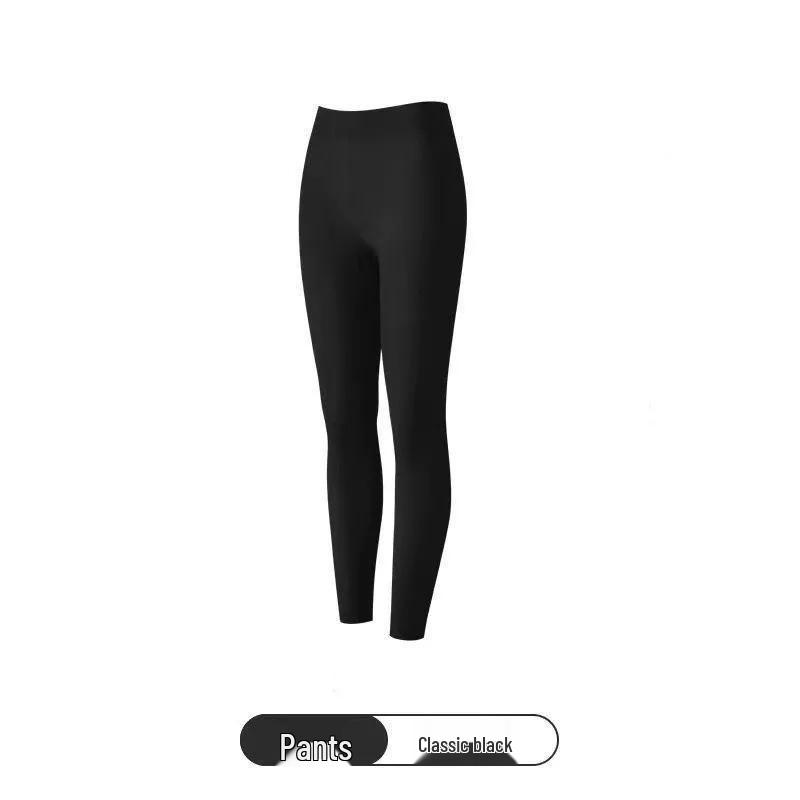 Women's Hyaluronic Acid Skin-Enhancing Thermal Underwear Set: Long Sleeve Top & Long Pants, Round Neck, High Elasticity, Warm Autumn Wear.
