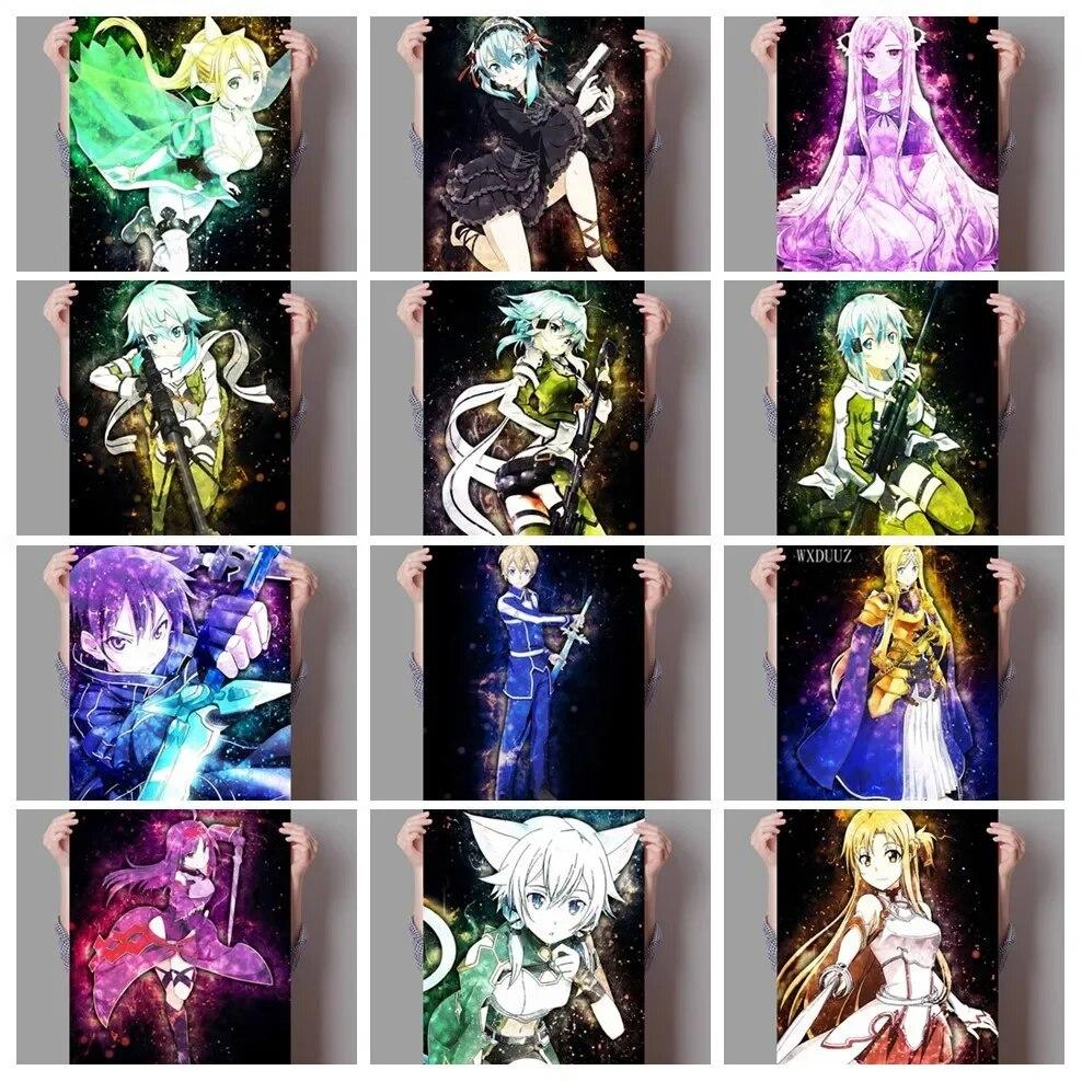 Anime Plakát Sword Art Online Plakát Alicization Kirigaya Kazuto Malba na plátně Domácí dekorace Living Art Kawaii Room Decor