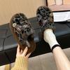 Mao Mao slippers women's thick-soled women's outer autumn and winter new fashion leopard print home plush cotton slippers