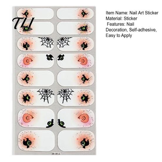 No Bake Nail Decals Halloween Glow-in-the-Dark Stickers, Gothic Spider Web Ghost Manicure Easy Use Stickers Decoration Decals, Art Accessories