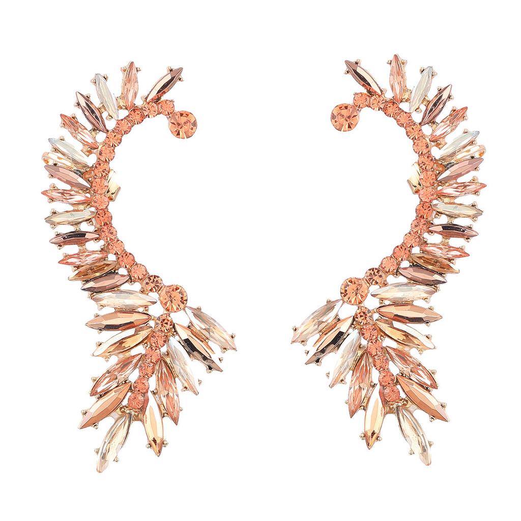 Geometric Alloy Earrings With Rhinestone Accents For Women Spring