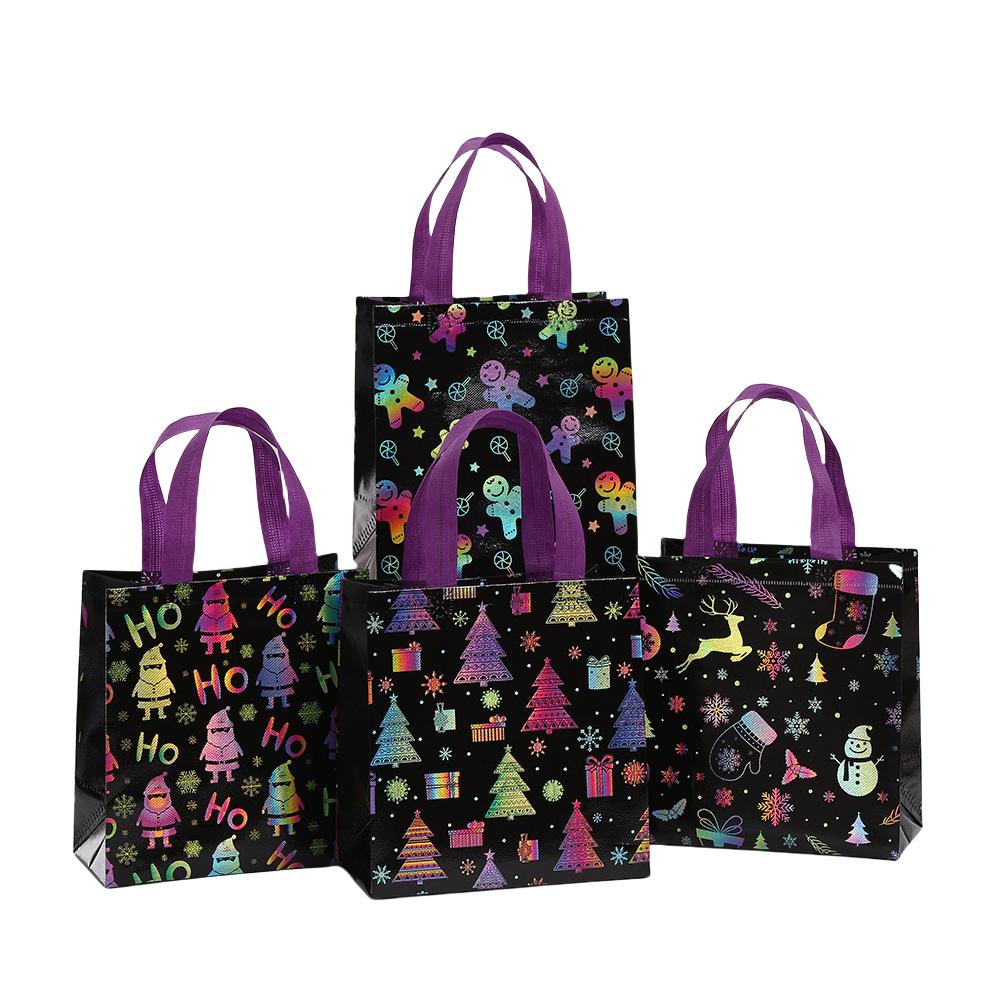 Bolsas StoBag temática navideña bolsas para envolver regalos bolsas para dulces bolsa tote de material no tejido negra colorida para empaquetar caramelos golosinas