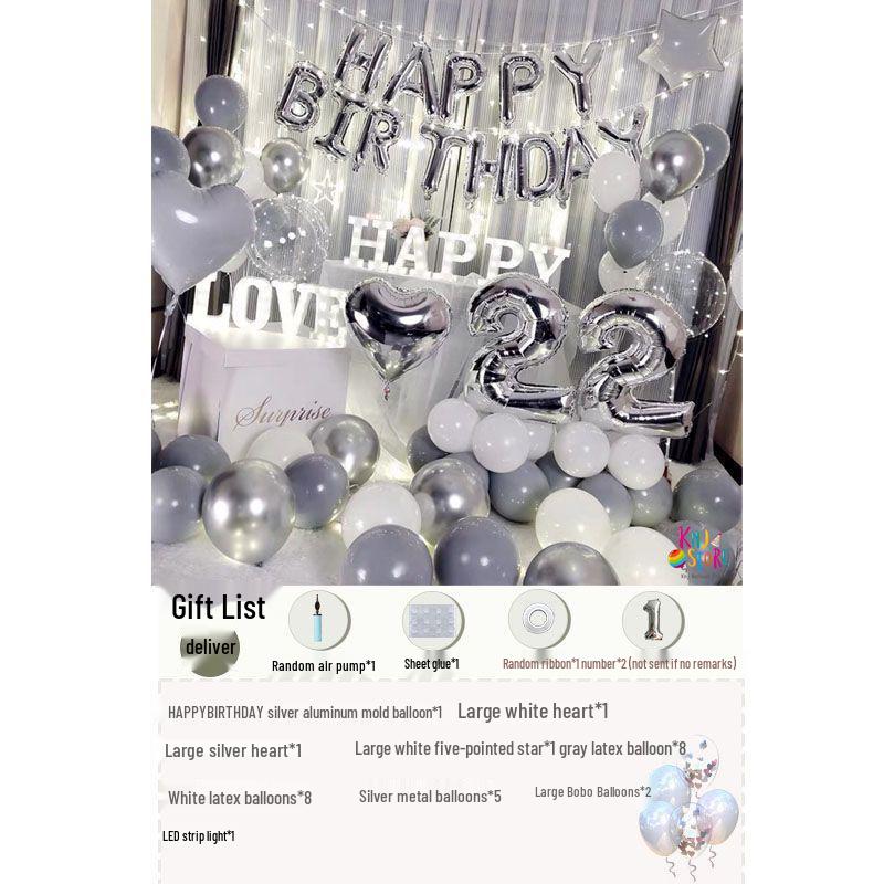 Romantic Birthday Surprise Decorations: Balloons and Background for Girls & Boyfriends