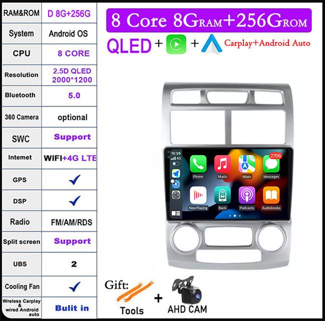 For Kia Sportage 2 2004 2005 2006 2007-2010 Android 14 Car Radio IPS/QLED Android Auto Multimedia Player Video Stereo BT