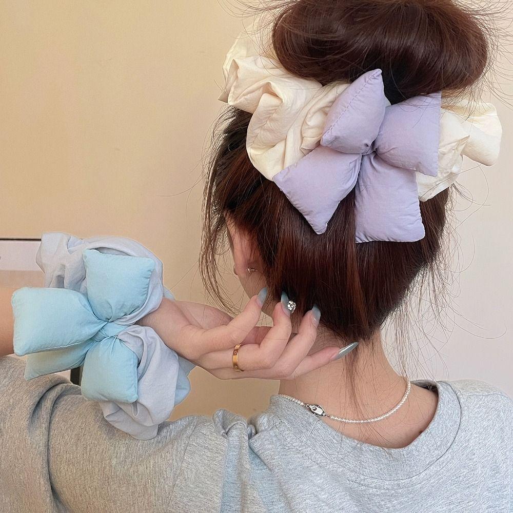 Large Elastic Elastic Fabric Hair Ties Bowknot Hair Scrunchies  High Aesthetic Value
