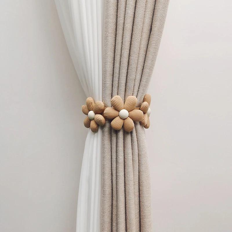Flower Shape Curtain Tieback Elastic Band Window Curtain Buckles Magnetic Buckle Curtain Rope Holders Room Home Decor