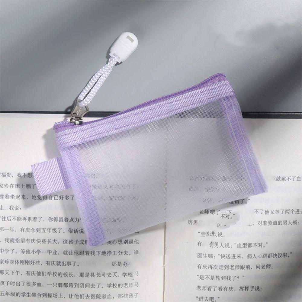 

Card Bag Transparent Nylon Coin Bags Cosmetic Bag Clear Mesh Bag Casual Mesh Zipper Bag Outdoor фіолетовий