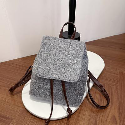 Foreign Style Niche Design Backpack Bag Women's 2025 New Fashion Minimalist Woolen Student Class Small Backpack