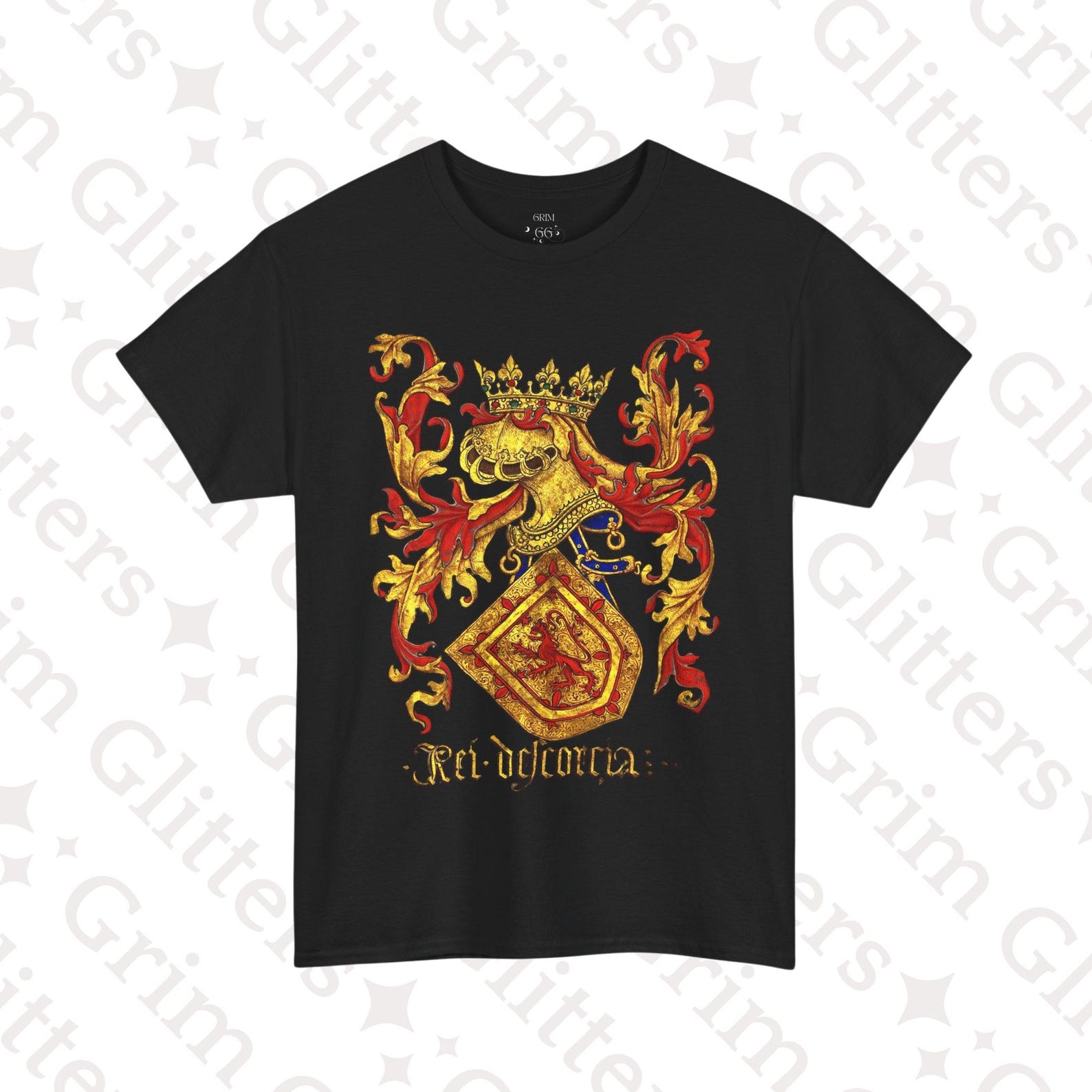 Scottish Lion Rampant T-Shirt: Medieval Heraldry, King of Scotland Arms L
