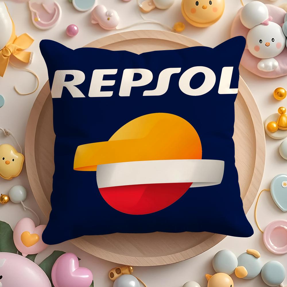 Pikpaka Cute Pink R-Repsol Petrleos Cushion Cover Plush Fabric Soft Double-Sided Printed Sofa Warm Winter Home Gift Pillow Cover