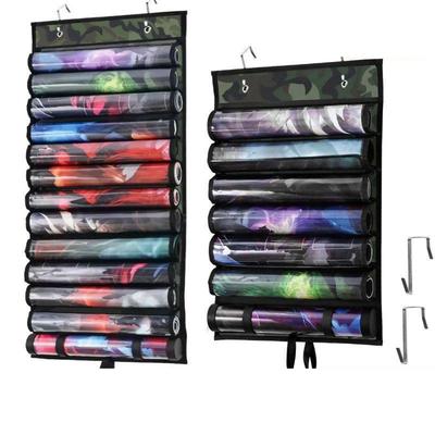 Playmat Holder, Playmat Tube Storage Bag for MTG with 2 Hooks, Fits 12+1 Card Game Playmats with Transparent Plastic Slots, Port