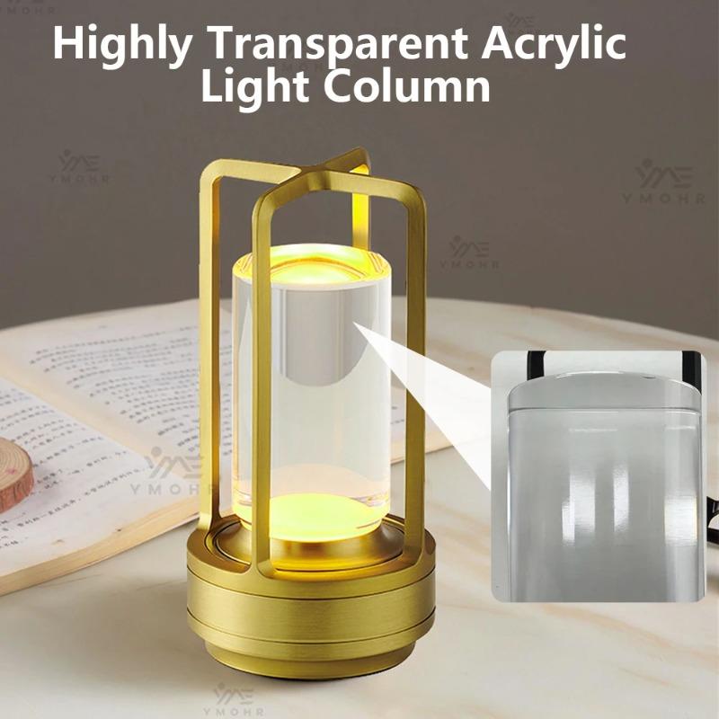 Portable Metal LED Table Lamp Rechargeable Cordless, Battery Operated Touch Desk Lamp 3 Color Stepless Dimming Light for Home Outdoor Camp Patio Bar