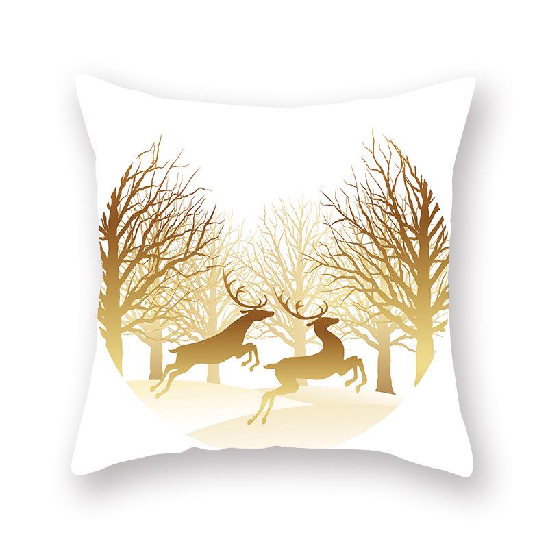 2024 New Christmas Golden Pillow Cover Sofa Car Office Seat Cushion  Bedroom Room  Year Home Decoration Holiday Gift
