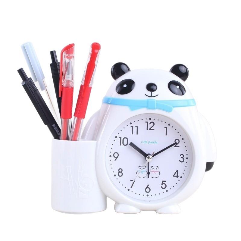 Creative Panda Shape Pen Holder, Small Alarm Clock, Special for Junior High School Students, Super Loud Children's Bedroom Bedside Clock