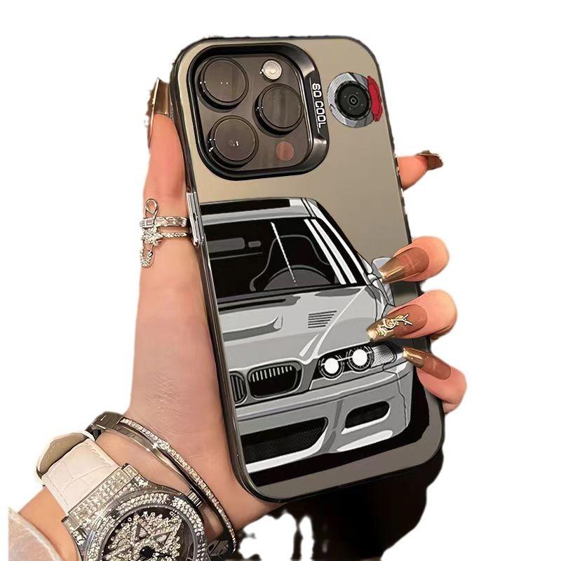 Creative Gray Car for iPhone16 iPhone Case 15 All-inclusive 14 Color Silver 13promax Laser Batch
