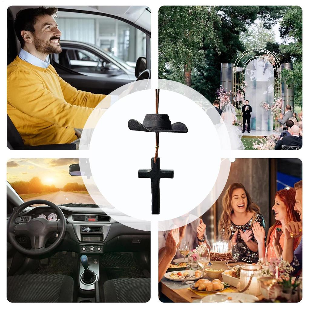 Car Pendant Western Vintage Cross Pendant Retro Car Charm Rearview Mirror Accessories For Birthday Christmas Men Women Driver