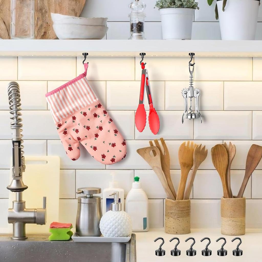 Magnetic Hooks Black Magnet Hooks Strong Neodymium Magnets with Hooks Small Metal Magnetic Hooks for Refrigerator Locker