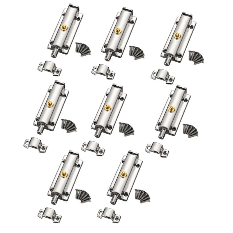 8Pcs Stainless Steel Automatic Spring Door Latches Bolt Antitheft Security Button Lock Door Hardware Easy to Install