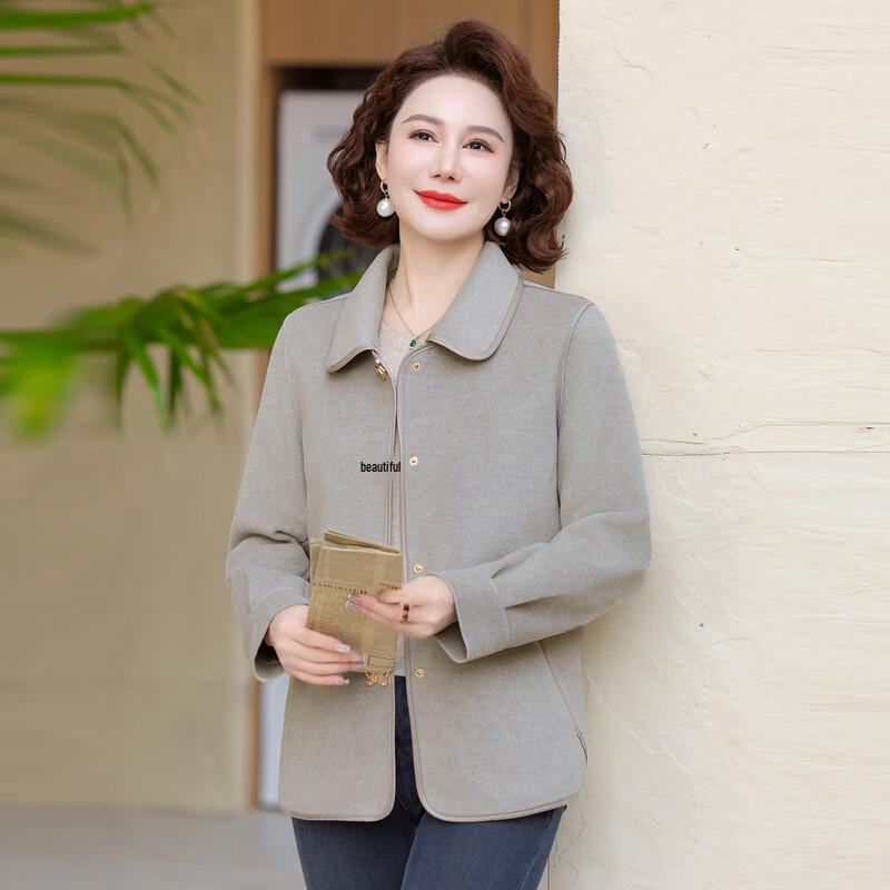 Ronghua Women's Autumn Wool Blend Lapel Coat