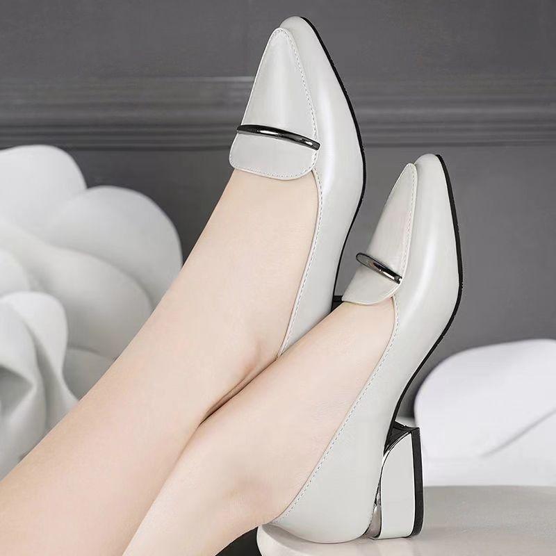Shoes for Women with Medium Heels Office Woman Pumps Moccasins Pointed Toe On Promotion 39 High Quality Chic Point Elegant Dress