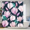Luxury Floral Shower Curtain with Waterproof Fabric for Bathroom Decor Pink Magnolia Design Bath Shower Curtain 3D Printed Water