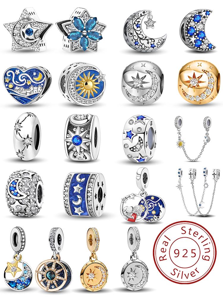 Copper Star Moon Series Cute Charms Beads Fit Diy Bracelet Bangle Making Gift Of High Quality Jewelry For Womens