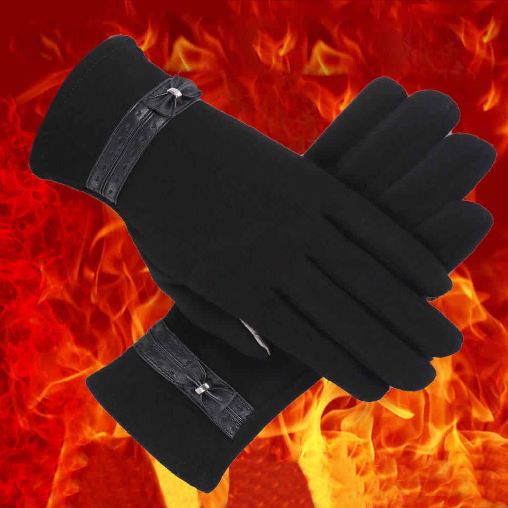 

Женские зимние теплые перчатки с бантом, утепленные варежки чёрный