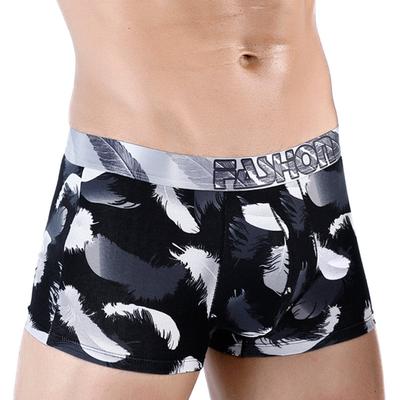 Nové prvotřídní pánské boxerky s bavlněným potiskem sexy tide pánské krátké kalhotky se čtyřmi rohy