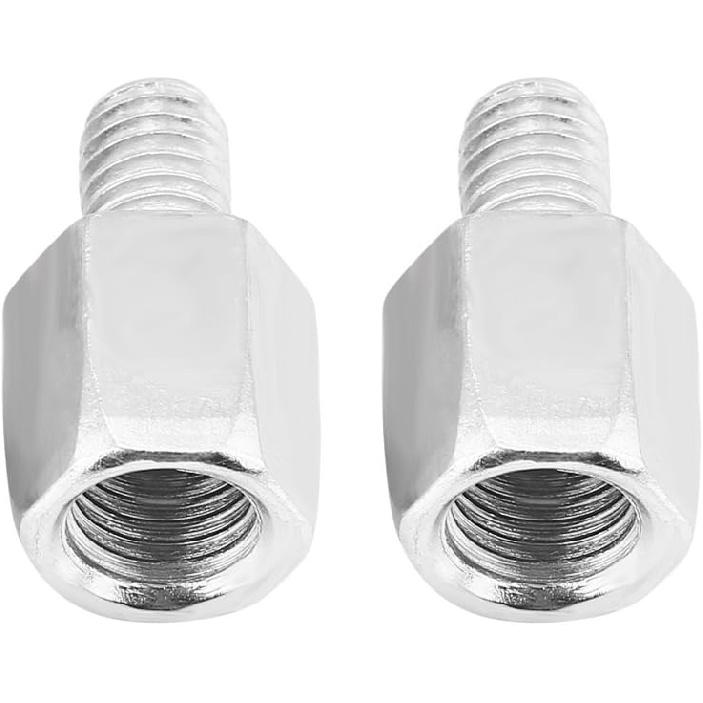 Pair of Motorcycle Mirrors, Black Aluminum Adjustable Stalk, Universal Mount for 8mm or 10mm Handlebar, for Scooters and Bikes