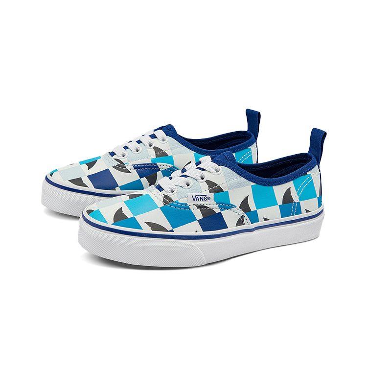 Vans Authentic Canvas Casual Low Top Kids' Skateboarding Shoes Blue White Checkerboard Children Aged 3 7 Years Old VN0A4BUSABQ