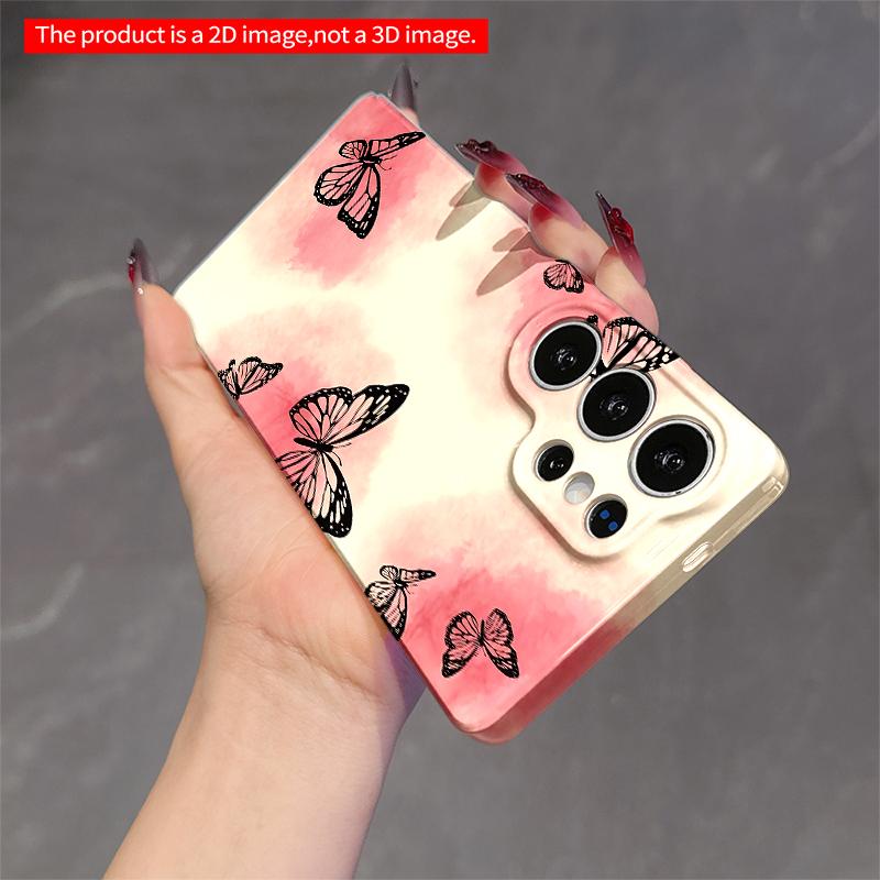 2DFlat Samsung phone case Pink Watercolor Butterflies Mobile Phone Case Applicable to Galaxy S22 S23 S24 S25ULTRA S26 A12 A13 A14 A15 A16