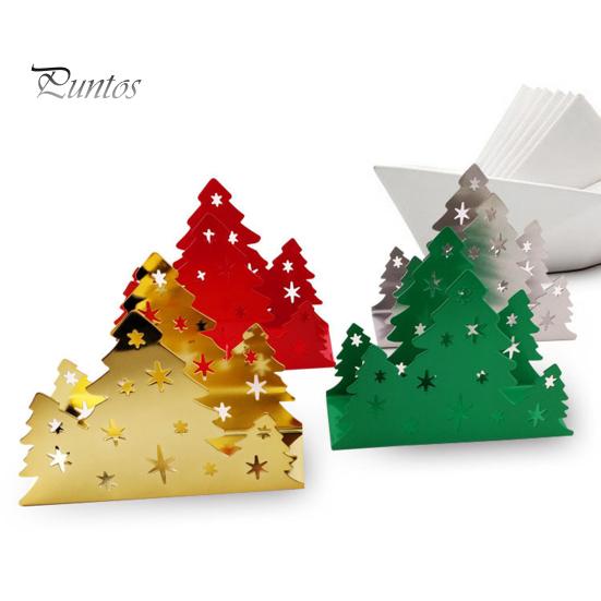 Holiday Table Decor Christmas Tree Napkin Holder, Stainless Steel Vertical Paper Towel Stand, Kitchen Counter Rack Decorative Dispenser for